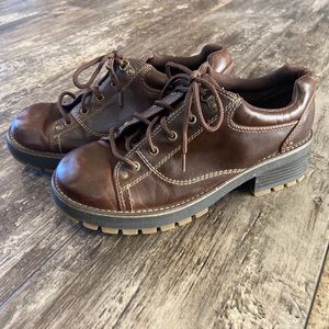 Vintage Y2K No Boundaries Chunky Shoe Brown Heel Lace Up Brown, Size 8.5